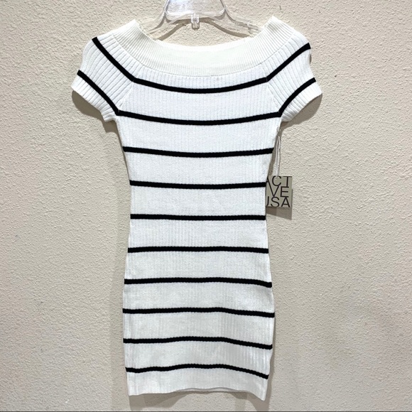 Active USA Dresses & Skirts - Off The Shoulder Stripe Mini Dress (NWT)